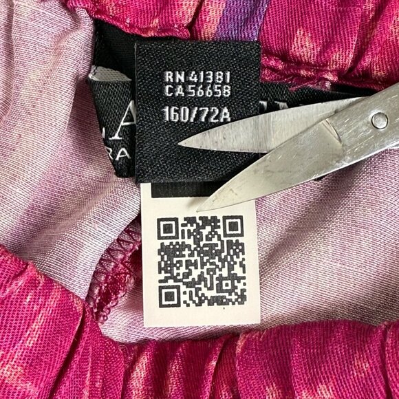 Lauren Ralph Lauren Pants Womens Sz S Geo-Print Satin Shantung Wide Leg Fuchsia - Picture 10 of 10